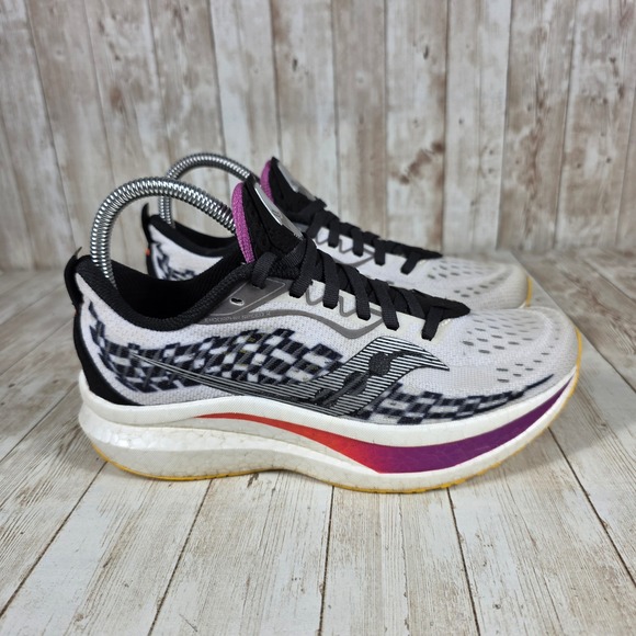 Saucony Running Shoes Endorphin‎ Speed 2 Cushioned Athletic White Purple 7 - Picture 1 of 8